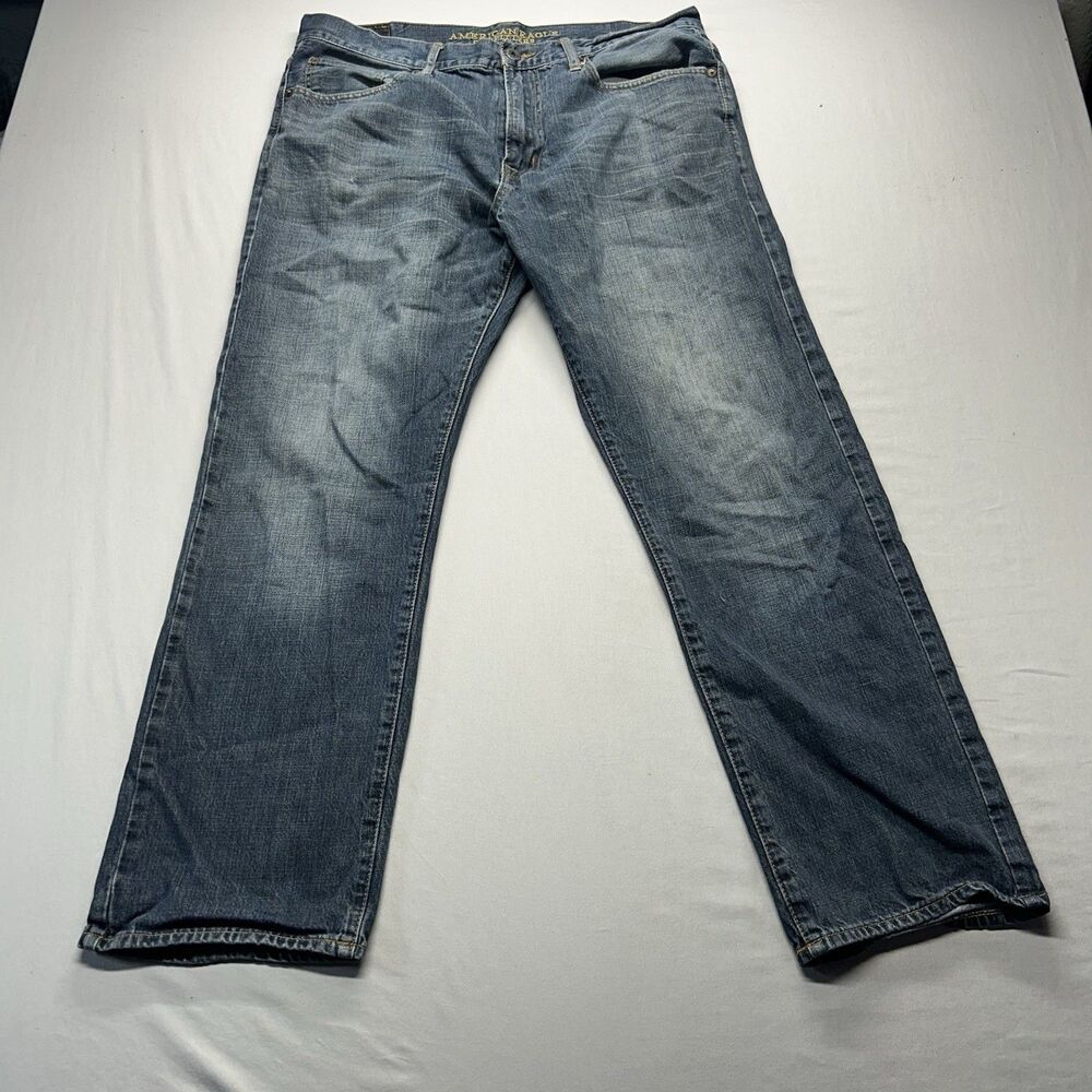 American Eagle Jeans Mens 36x32 Blue Relaxed Straight Distressed Grunge